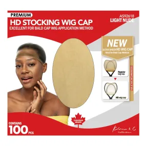 100 Premium HD Stocking Wig Caps #92617 Light Nude