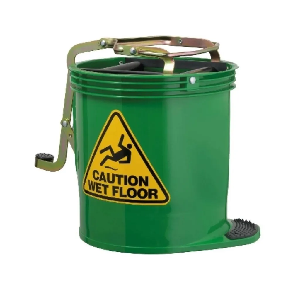 15L OATES CONTRACTOR ROLLER WRINGER MOP BUCKET- GREEN