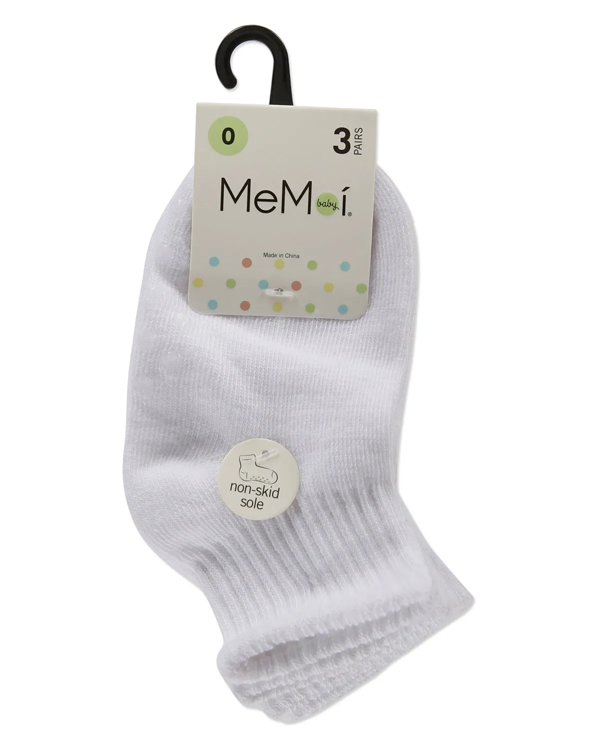 3 Pairs Infant Ribbed Non-Skid Ankle Socks