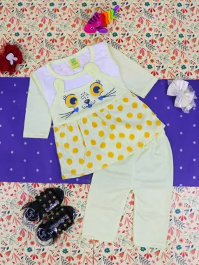 3Mth - 9Mth Kitty Light Yellow Baby Suit For Newborn NBS116