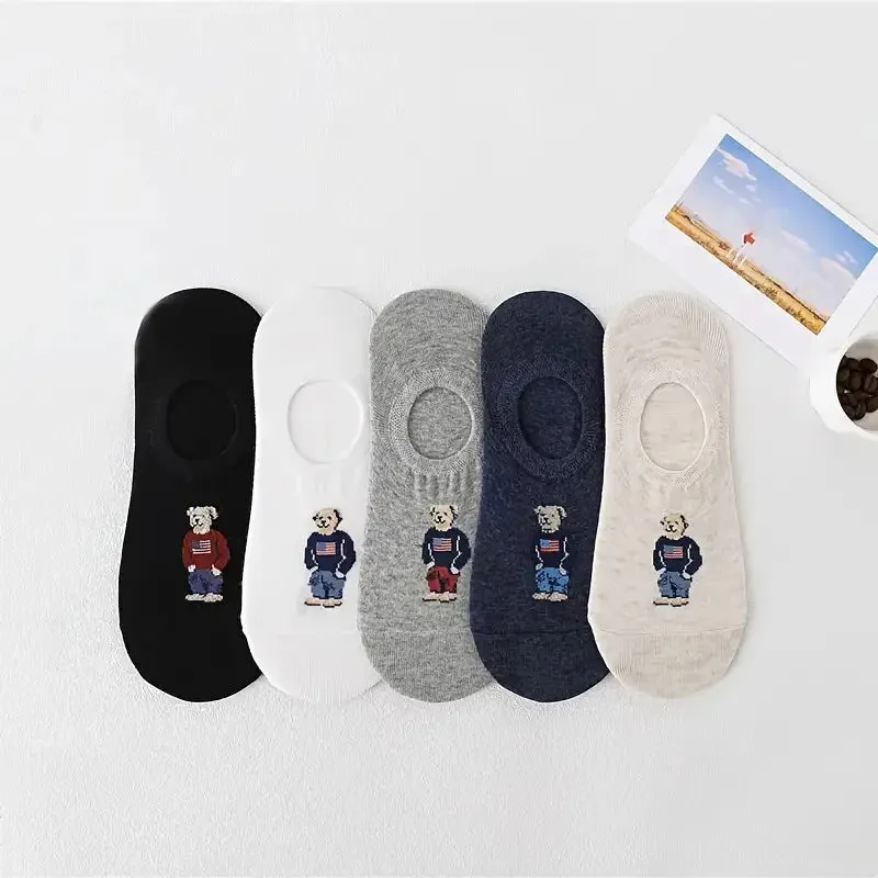 5 Pairs of MEN'S AND WOMEN'S Universal Boat Socks, Summer Thin Pure Cotton Sole Short Socks, Sweat Absorbing Invisible Socks