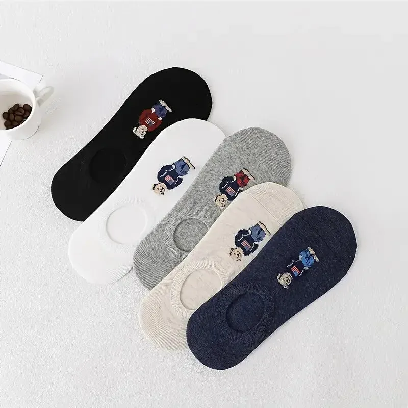 5 Pairs of MEN'S AND WOMEN'S Universal Boat Socks, Summer Thin Pure Cotton Sole Short Socks, Sweat Absorbing Invisible Socks