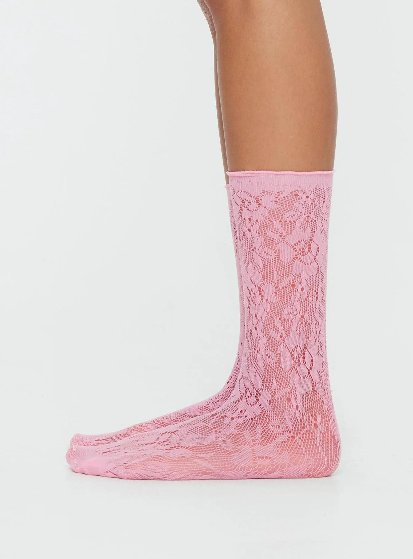 Allise Lace Socks Pink