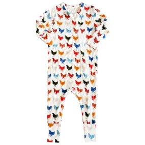 Baby Bamboo Romper - Rainbow Chickens