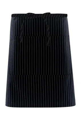 Black & White Pinstripe Half Bistro Apron (2 Pockets)