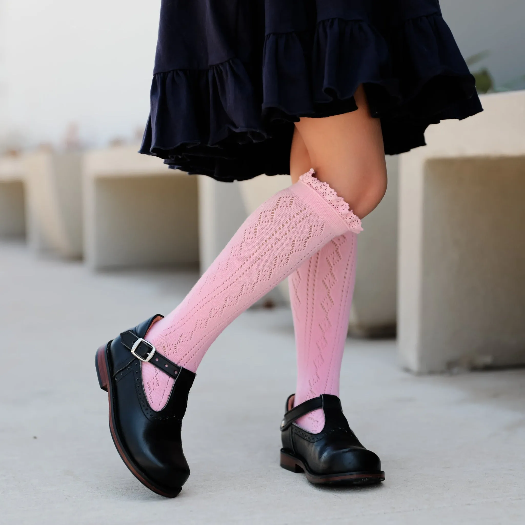 Blossom Fancy Lace Top Knee High Socks