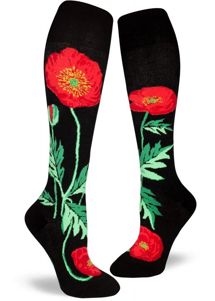 Bold Poppies | Roll Top | Women's Knee-high