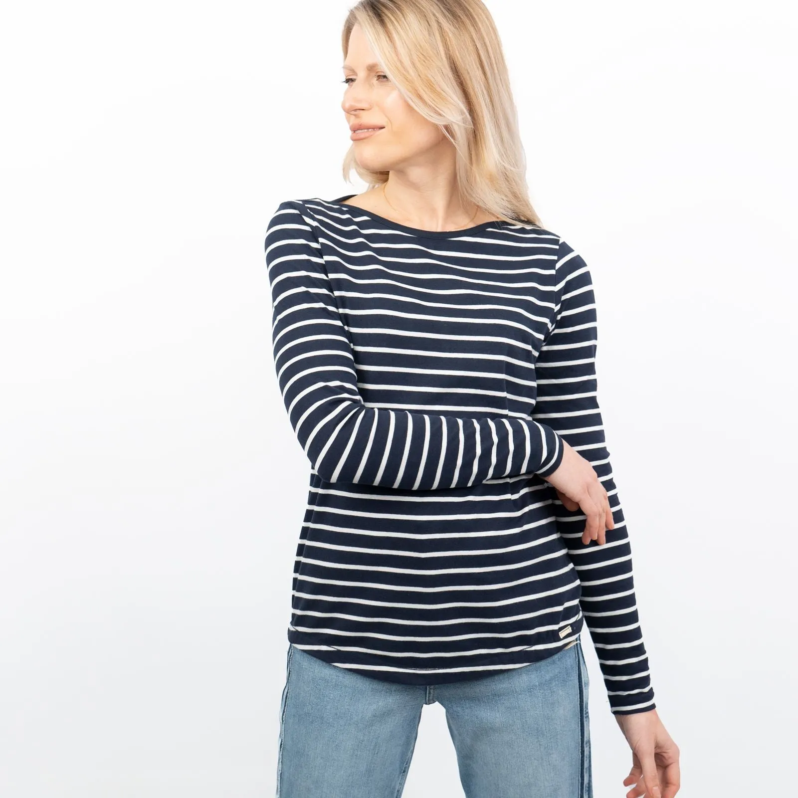 Breton Striped Long Sleeve T-Shirts Navy Blue Casual Jersey Tops