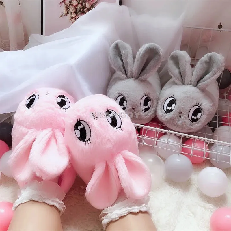 bunny slipper cartoon animal plush slippers female winter warm rabbit home woman slipper