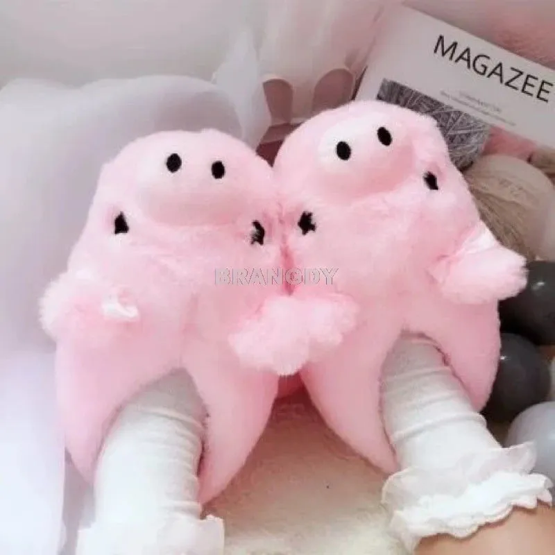 bunny slipper cartoon animal plush slippers female winter warm rabbit home woman slipper