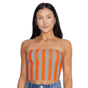 Burnt Orange & Grey Striped Tube Top