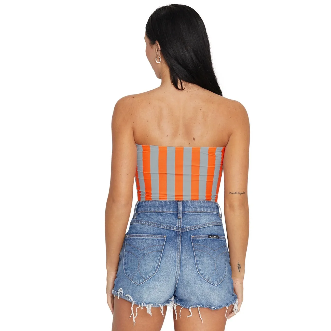 Burnt Orange & Grey Striped Tube Top