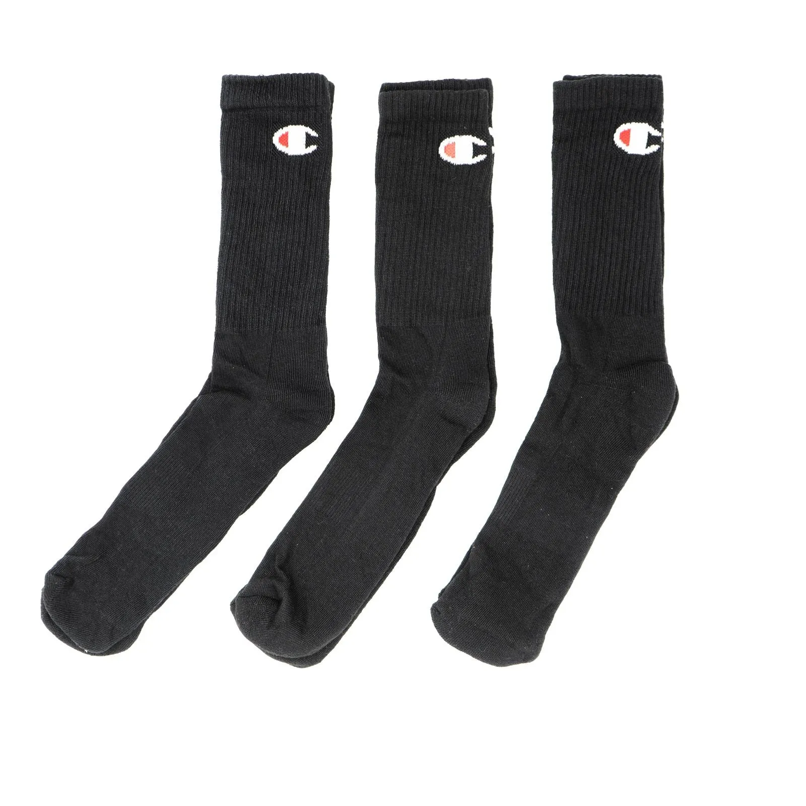 Champion Men's 3-Pack Rib Black Long Socks Size 6-12