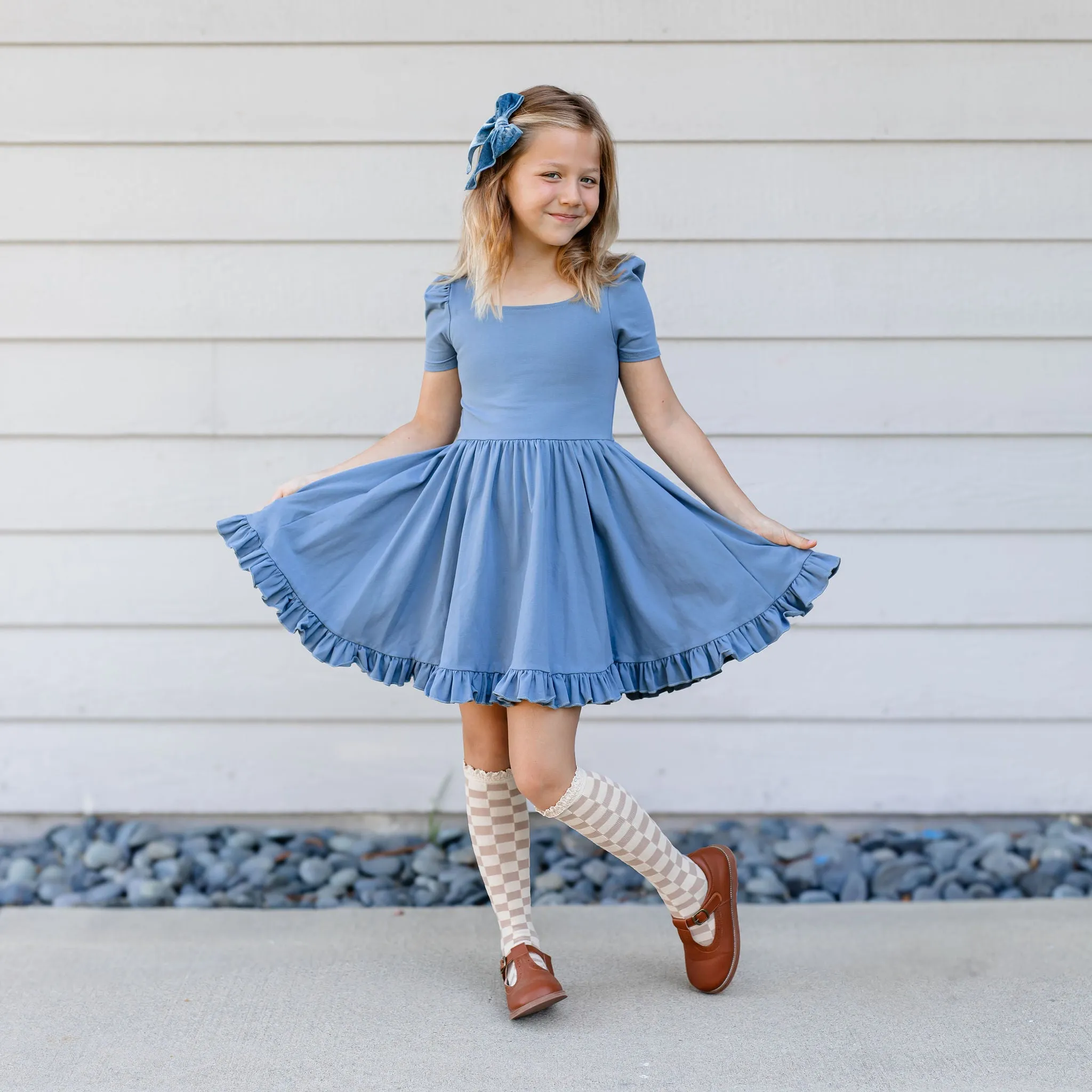 Checkered Lace Top Knee High Socks - Vanilla/Oat