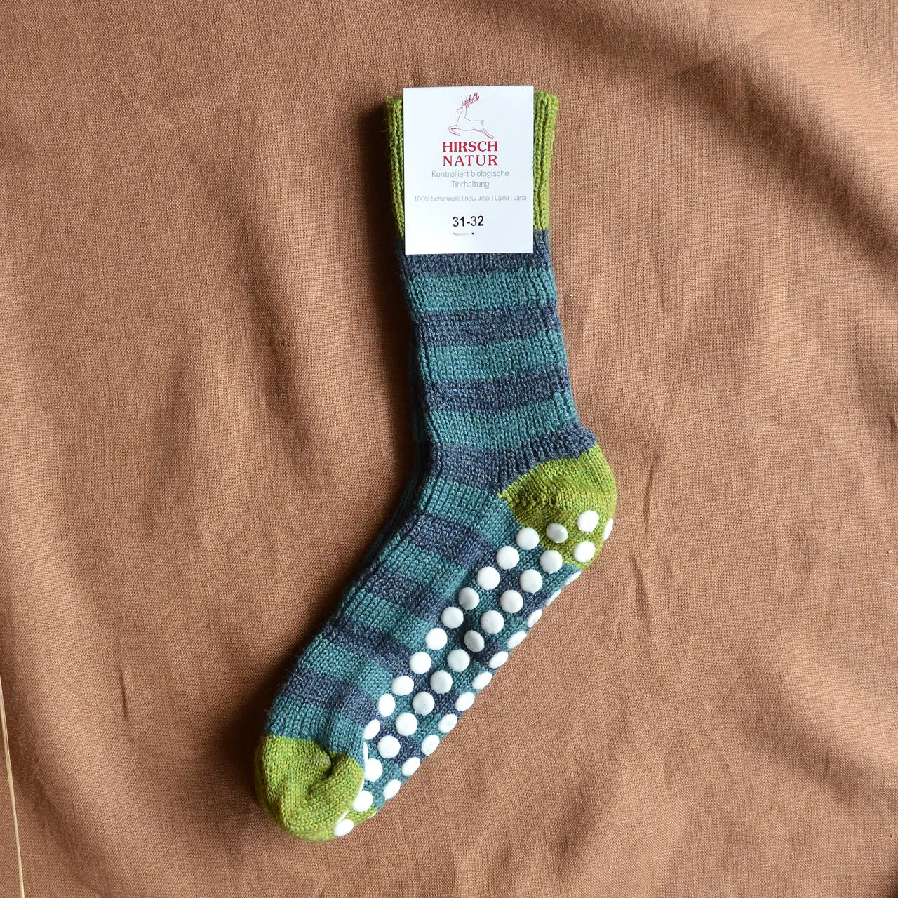 Child's Grippy Striped Organic Wool Socks