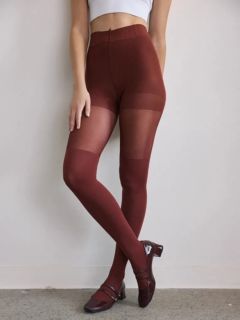 Classic Over-the-Knee Contour Shaping Tights in Pinot Noir