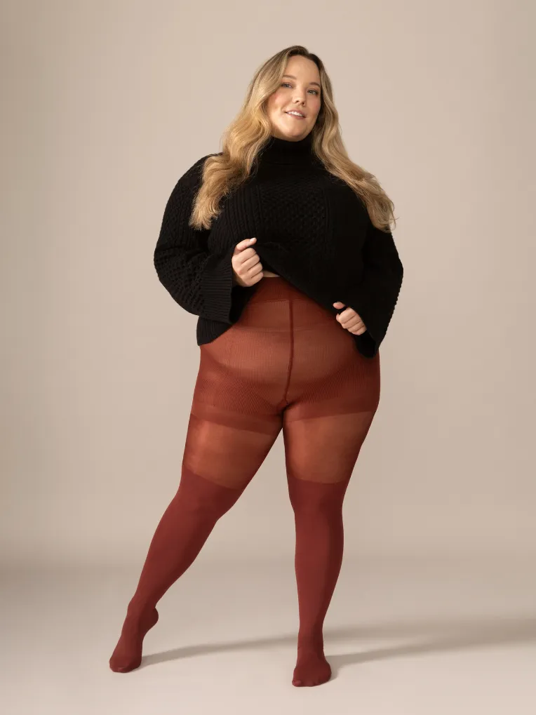 Classic Over-the-Knee Contour Shaping Tights in Pinot Noir