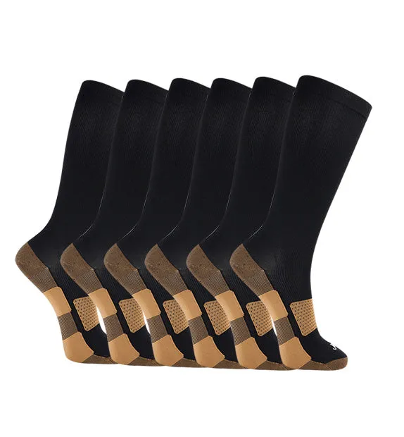 Copper Everyday Compression Socks (15-20mmHg) - 6 Pack