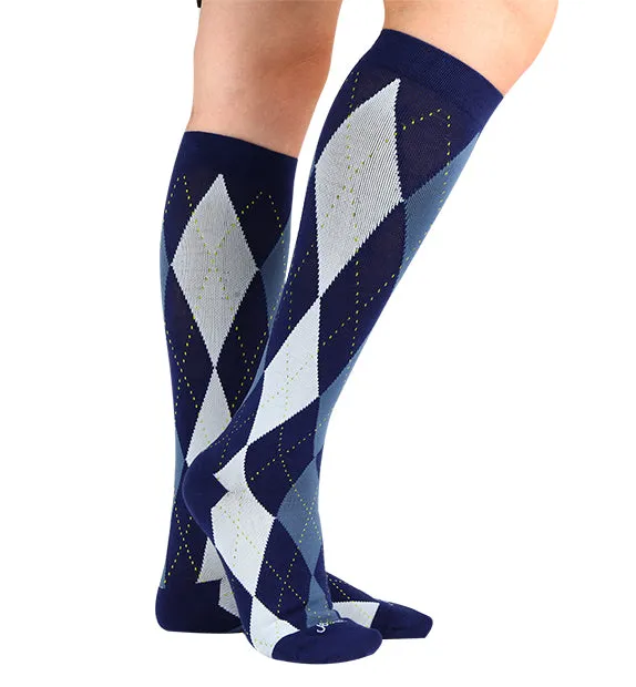 Cotton Everyday Compression Socks (15-20mmHg) - Argyle - 3 Pack