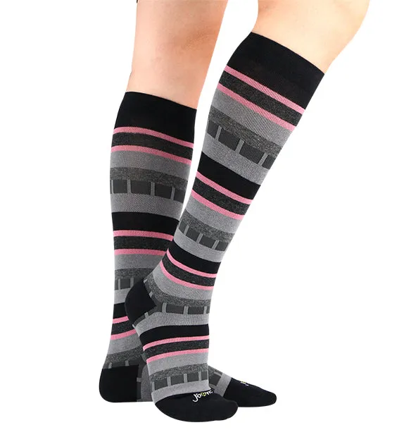 Cotton Everyday Compression Socks (15-20mmHg) - Textured Stripe - 6 Pack