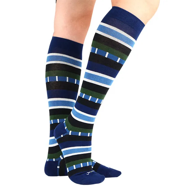 Cotton Everyday Compression Socks (15-20mmHg) - Textured Stripe - 6 Pack