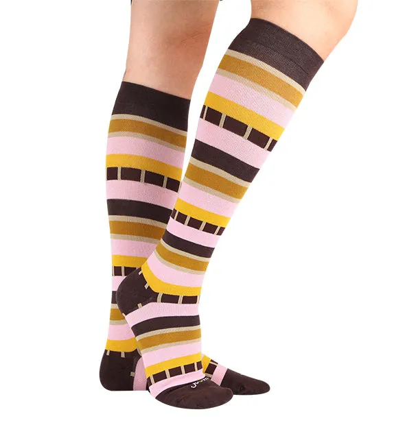 Cotton Everyday Compression Socks (15-20mmHg) - Textured Stripe - 6 Pack