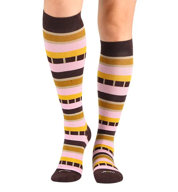 Cotton Everyday Compression Socks (15-20mmHg) - Textured Stripe - 6 Pack