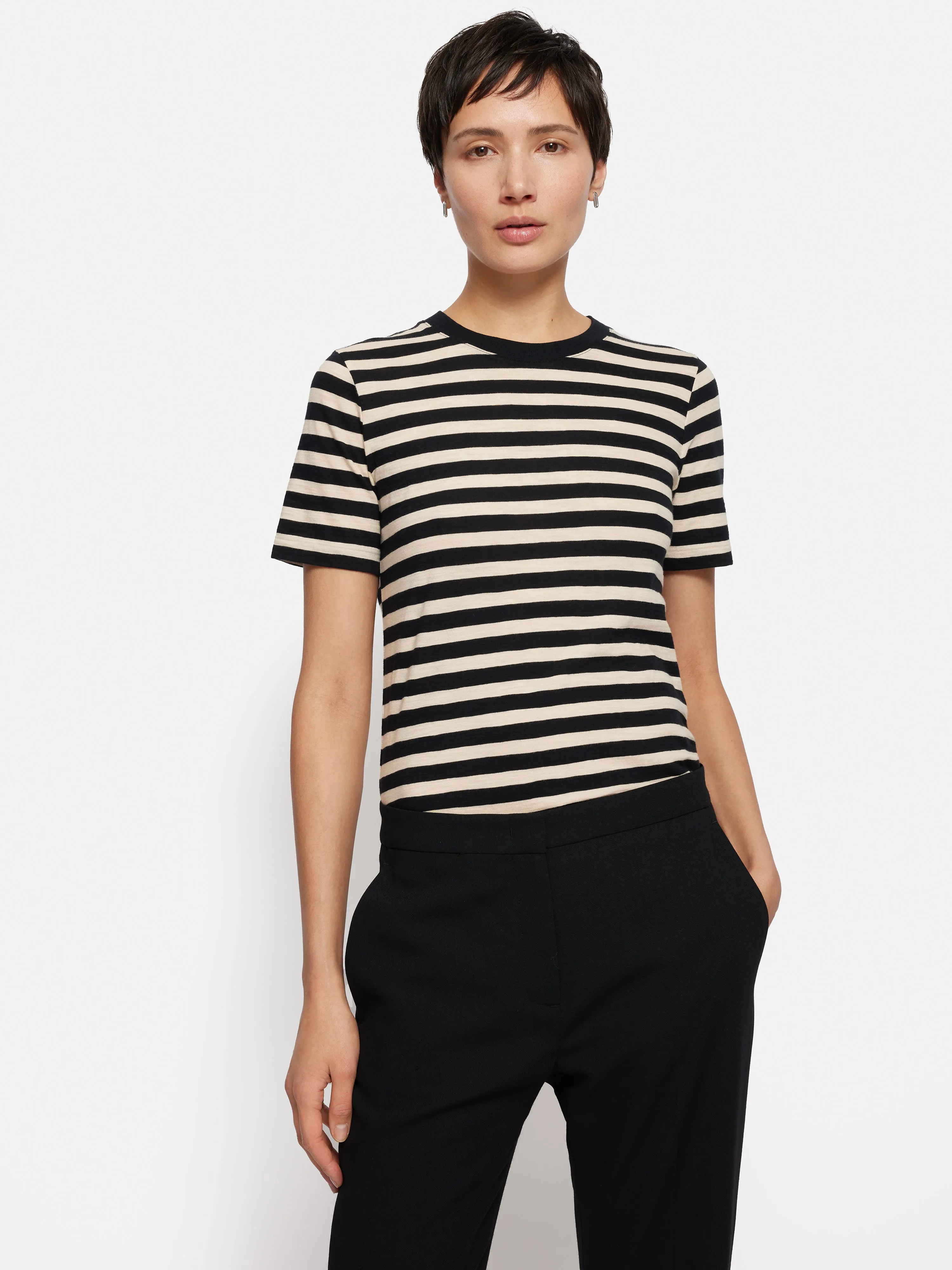 Cotton Slub Stripe Tee | Black