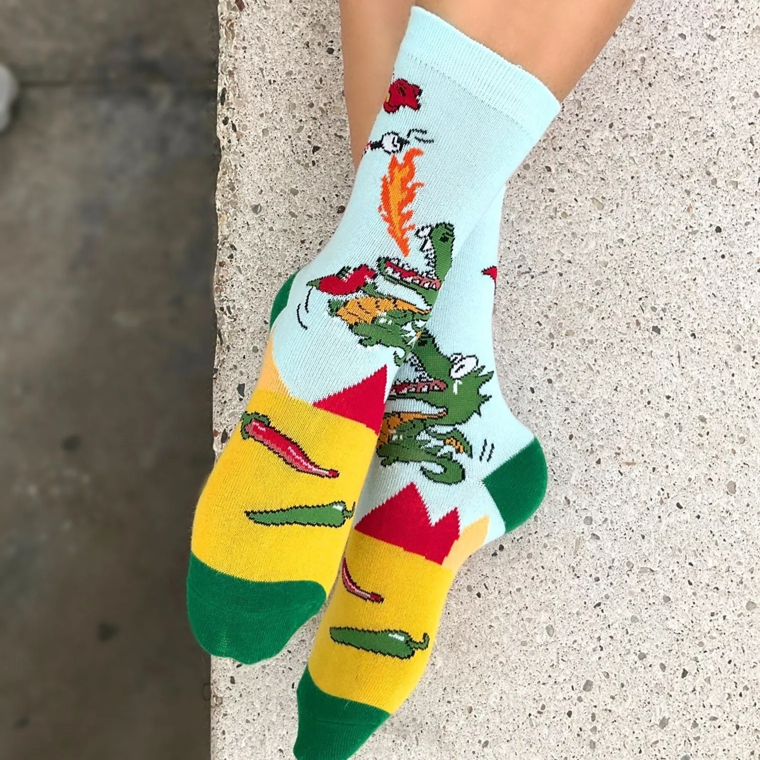 Dragon Pepper and Marshmallow Party Socks from the Sock Panda (Adult Small -  Shoe Sizes 2-5)