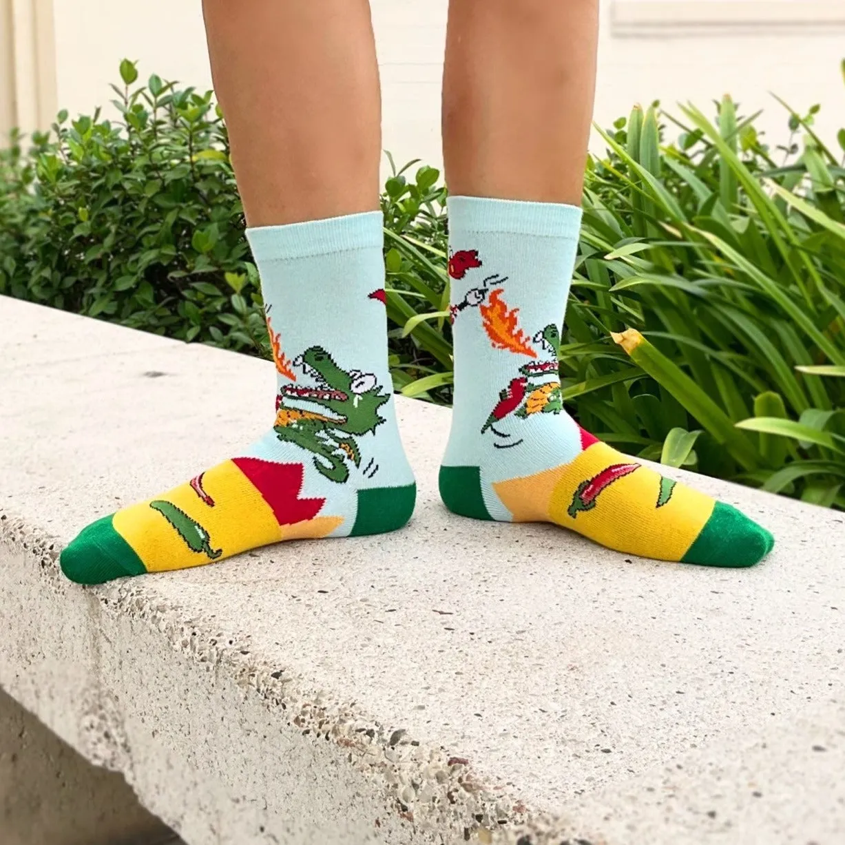 Dragon Pepper and Marshmallow Party Socks from the Sock Panda (Adult Small -  Shoe Sizes 2-5)