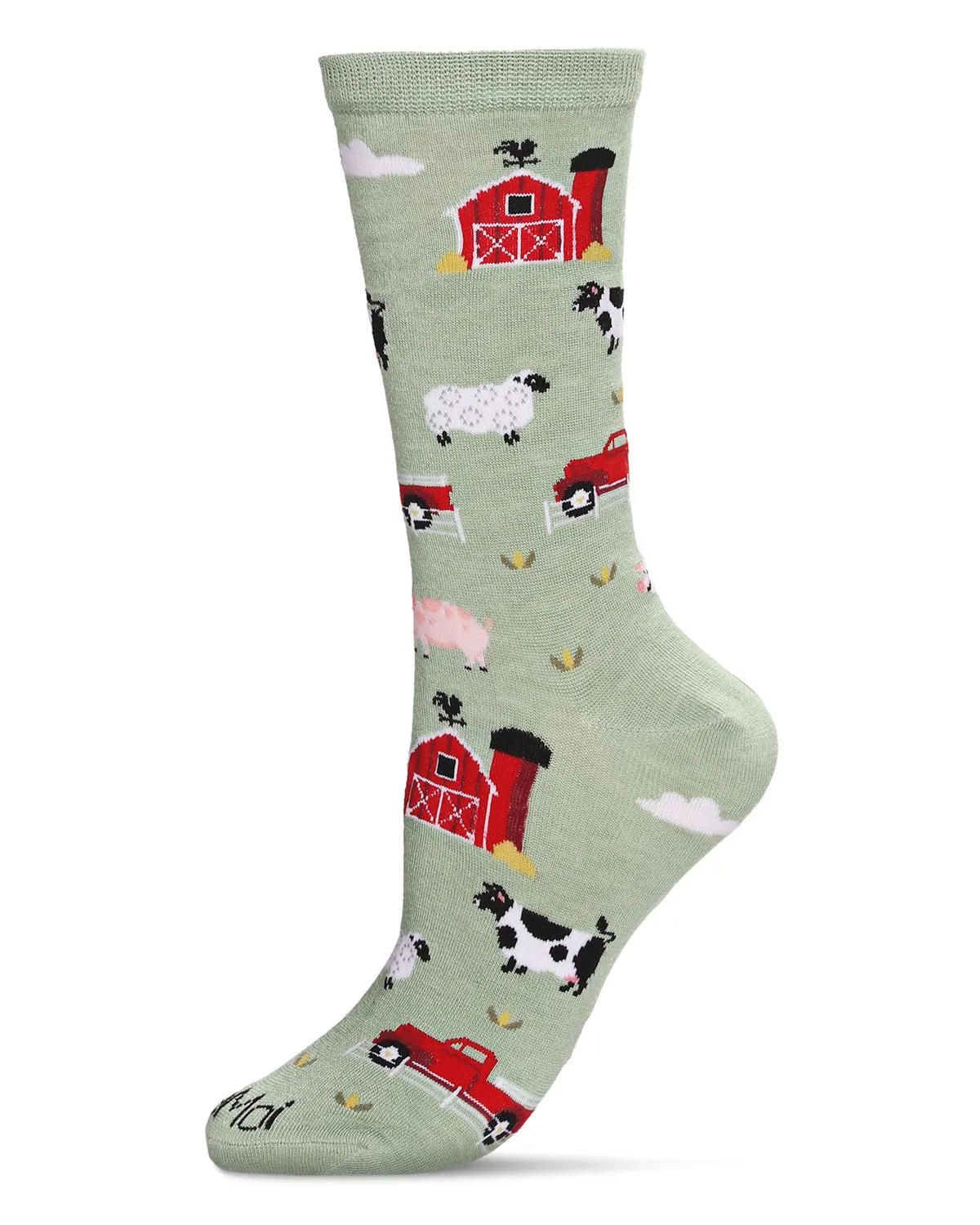 Farm Fun Bamboo Blend Crew Socks