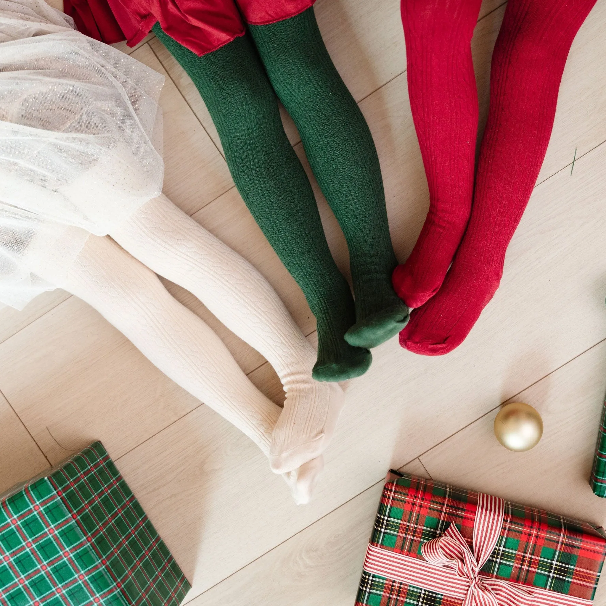 Forest Green Cable Knit Tights