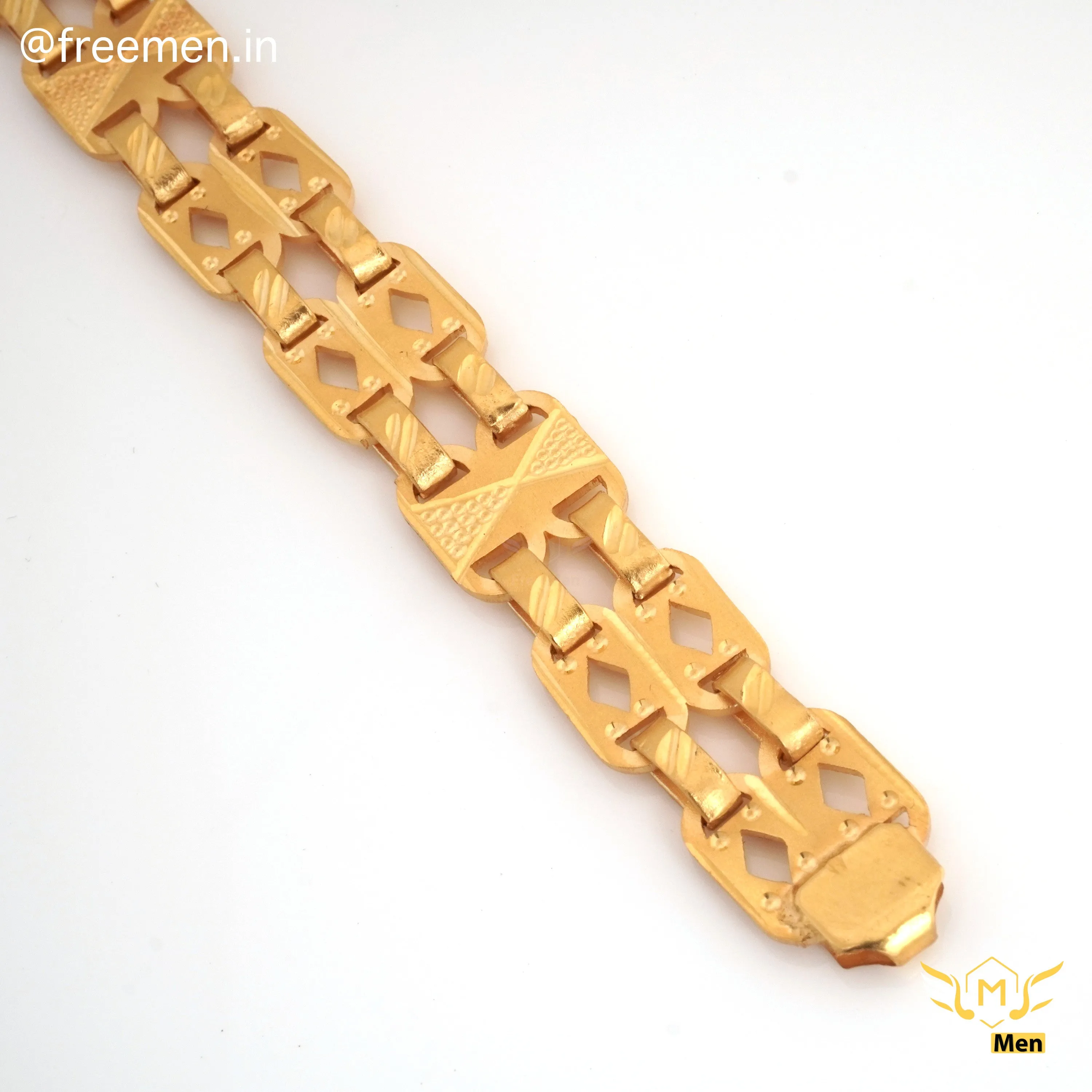 Freeman Laser Cut Nawabi Gold Rhodium Bracelet for Men - FMGB04