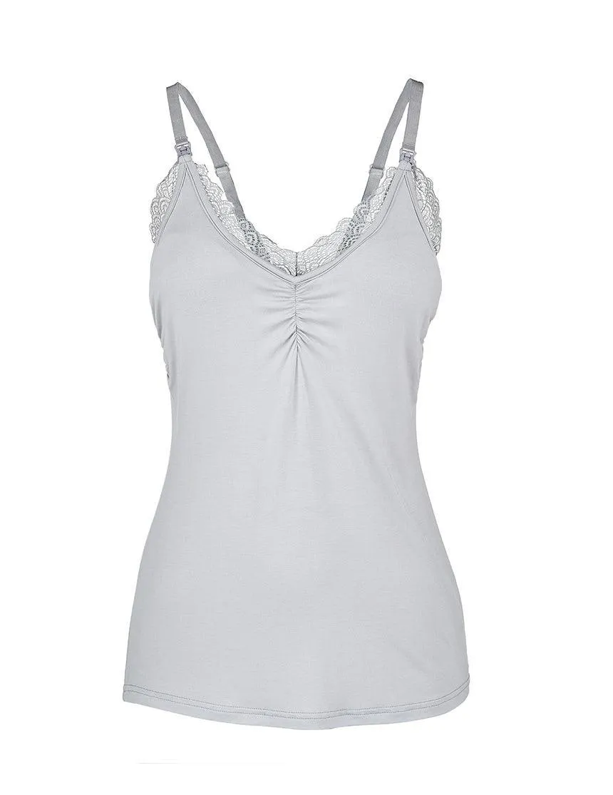 French Grey Lace Nursing Camisole