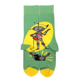 Guitar Playing Musical Robot Socks from the Sock Panda (Adult Small -  Shoe Sizes 2-5)