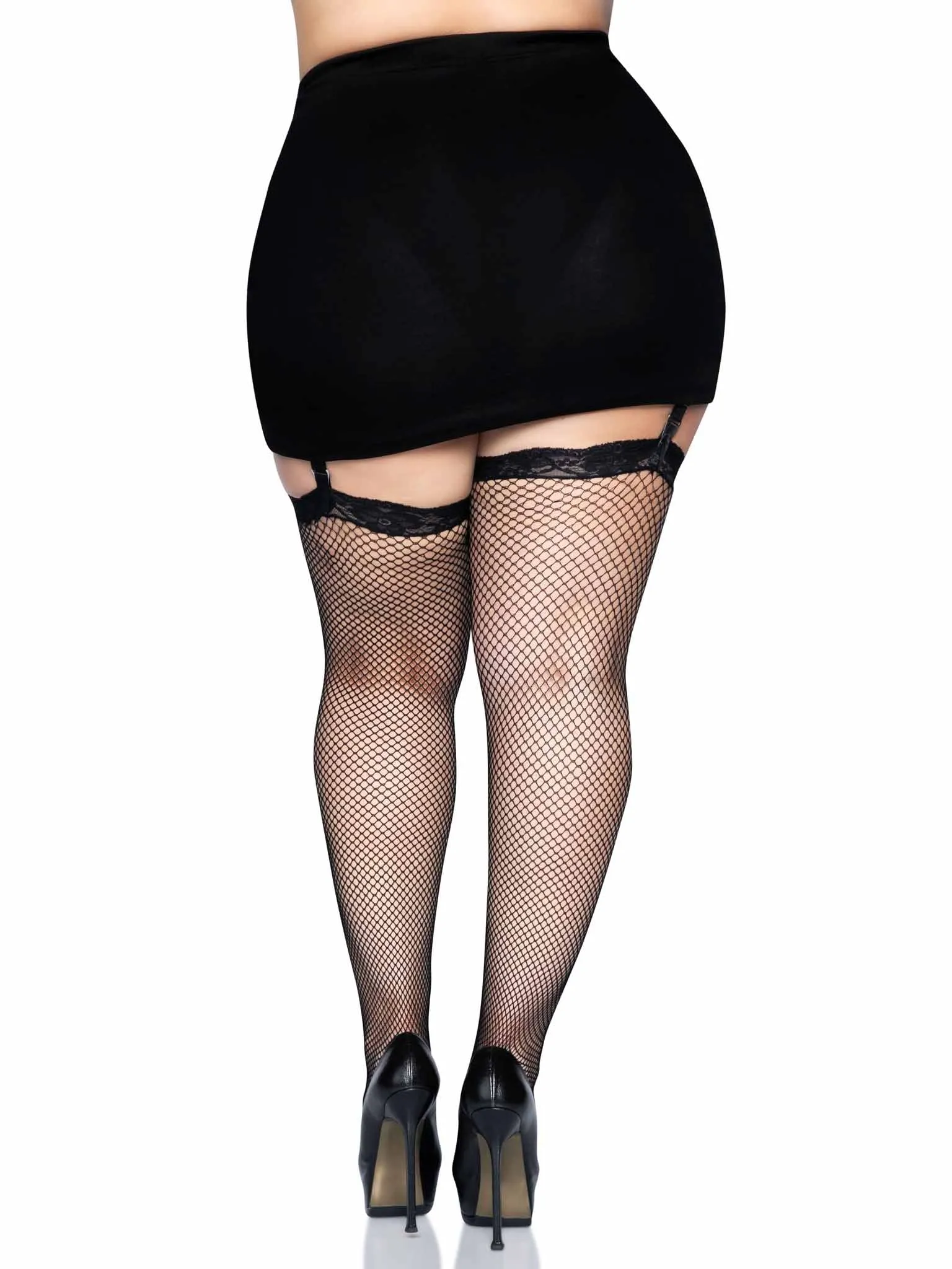 Gwen Plus Fishnet Thigh High Stockings