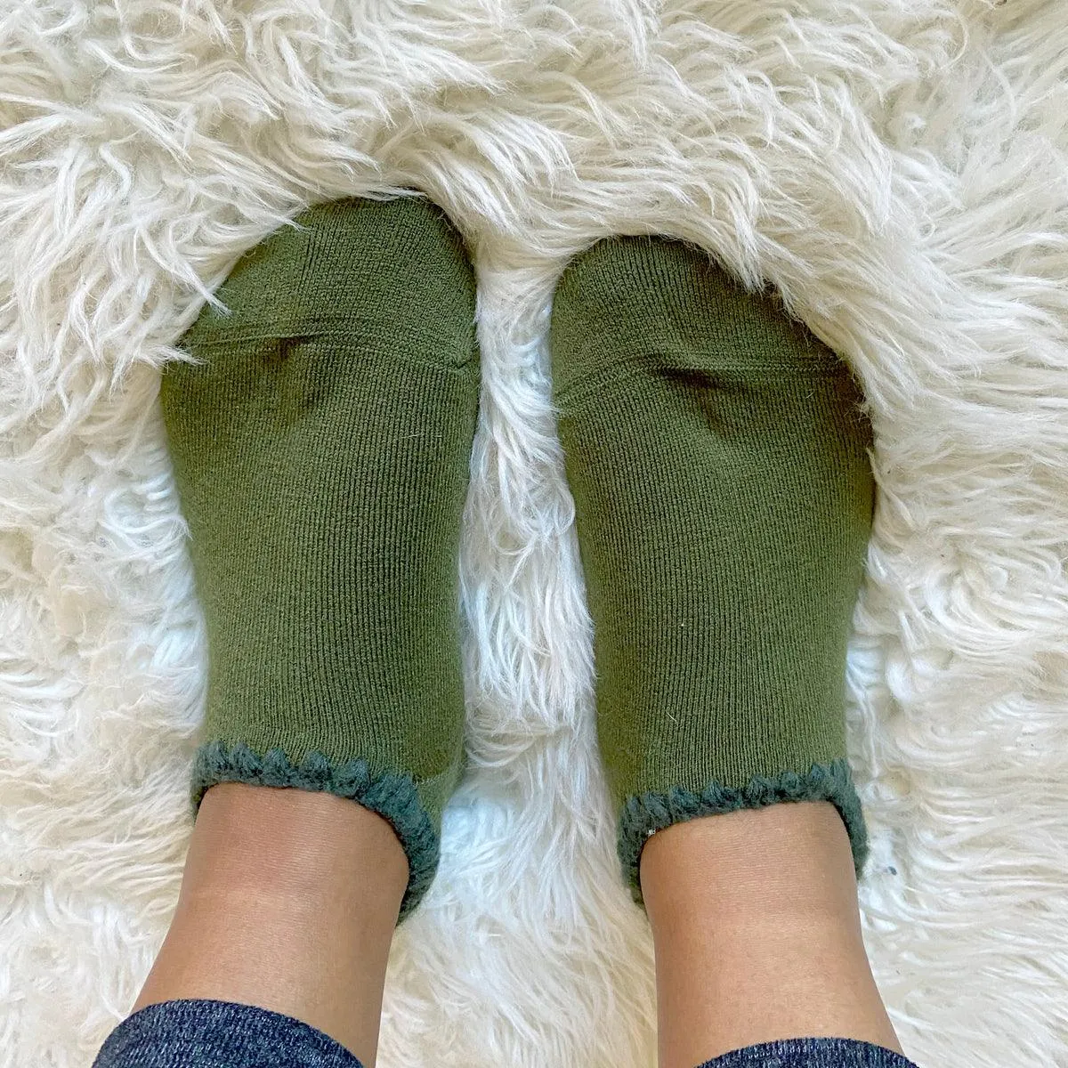 Handcrafted Slipper Socks | Wool with Grips | Large