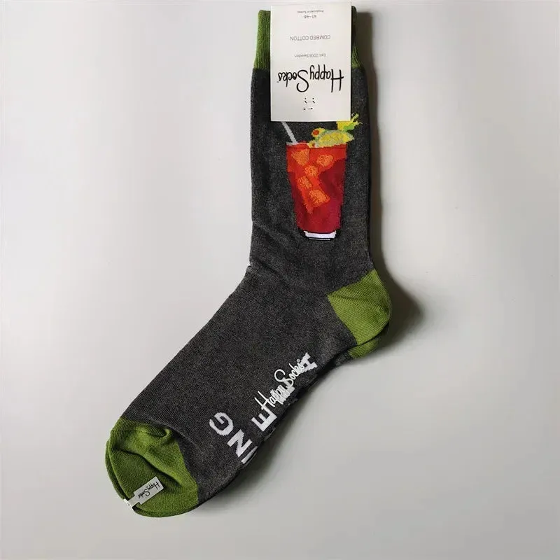 Happy& Funny Socks Men's Classic Crew Cotton Sports Socks