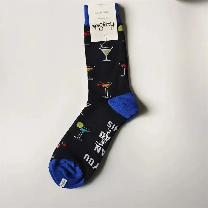 Happy& Funny Socks Men's Classic Crew Cotton Sports Socks