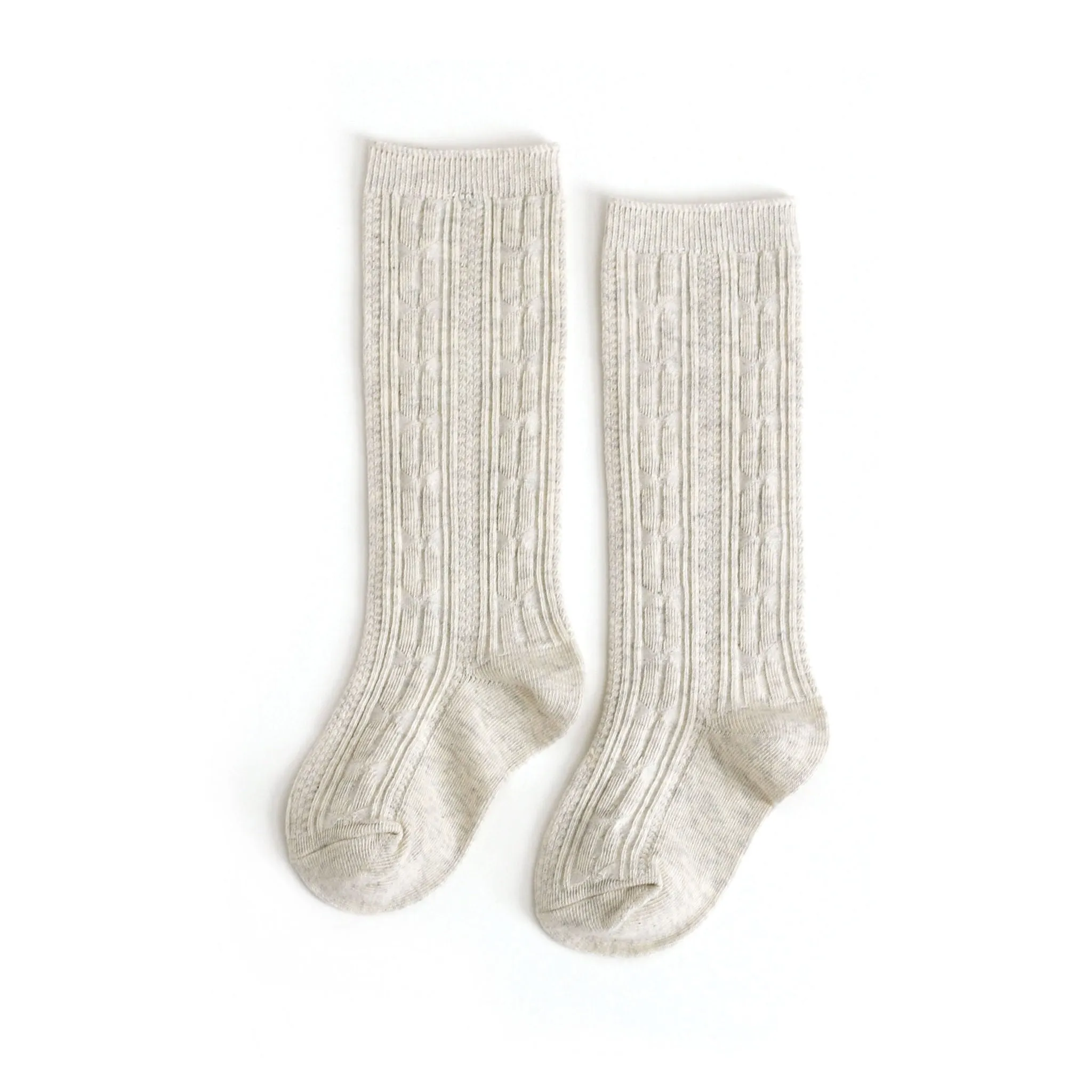 Heathered Ivory Cable Knit Knee High Socks