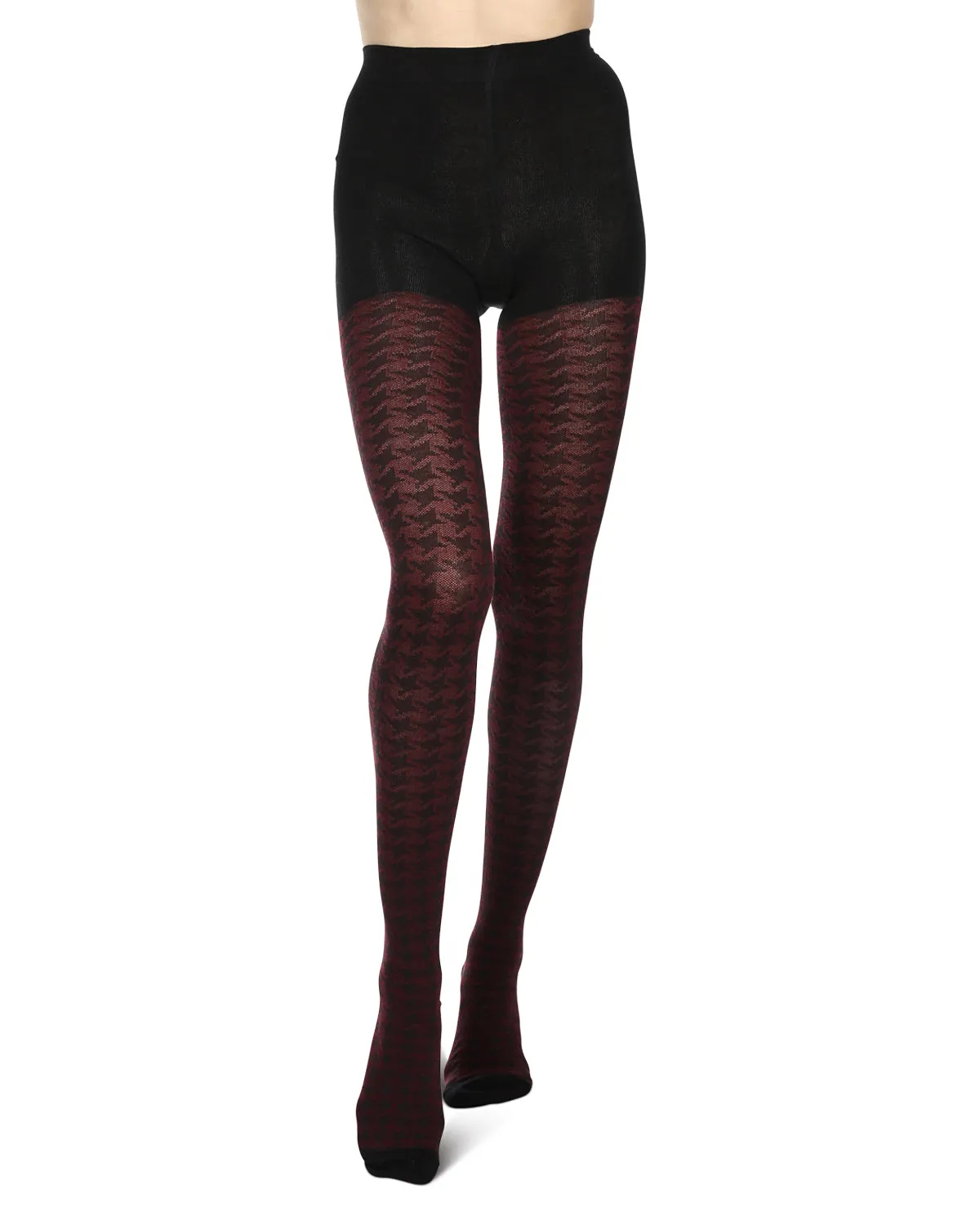 Houndstooth Patterned Cotton Blend Sweater Tights