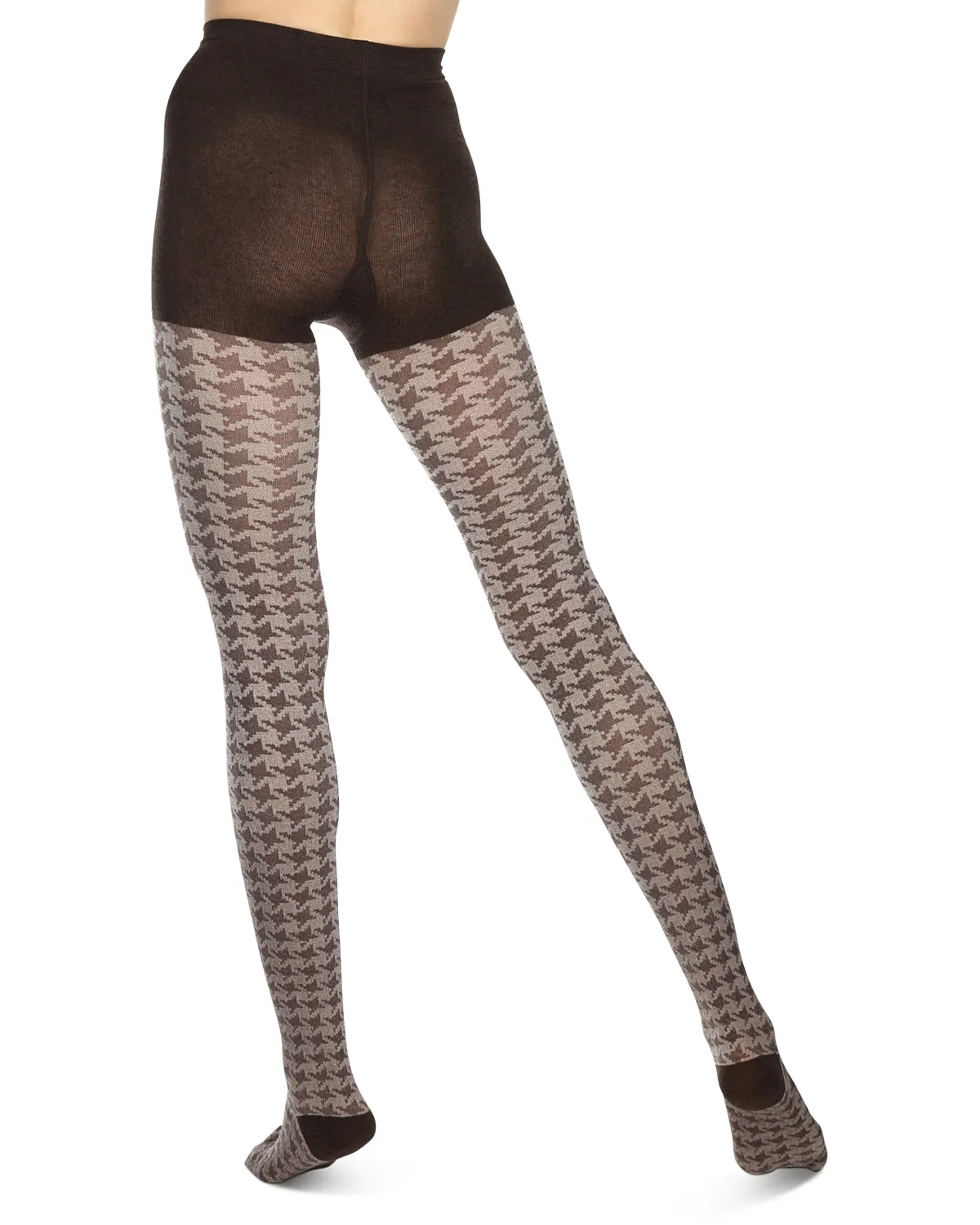 Houndstooth Patterned Cotton Blend Sweater Tights