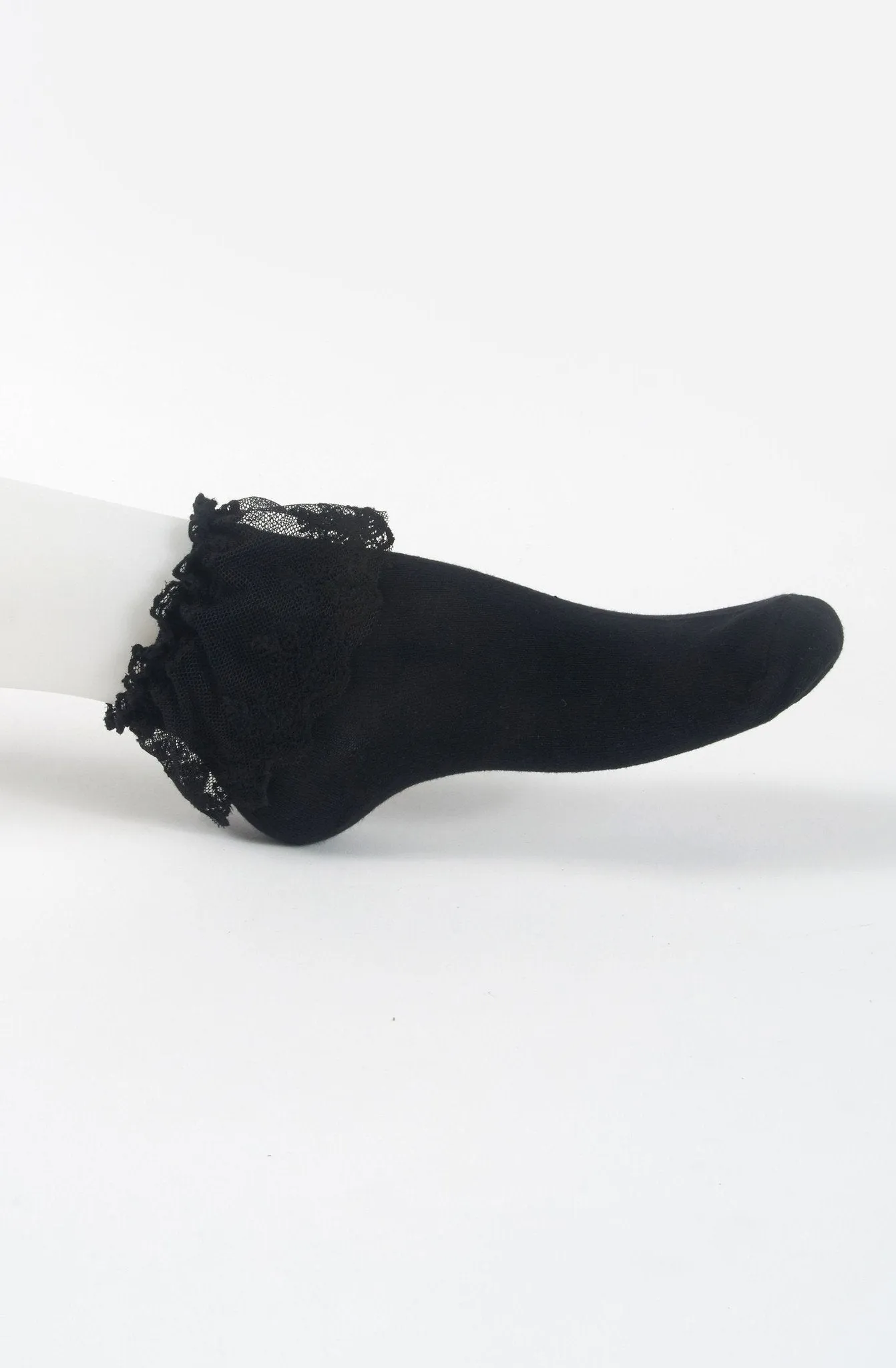 Instant Shipping! Ankle Socks with Lace in Black