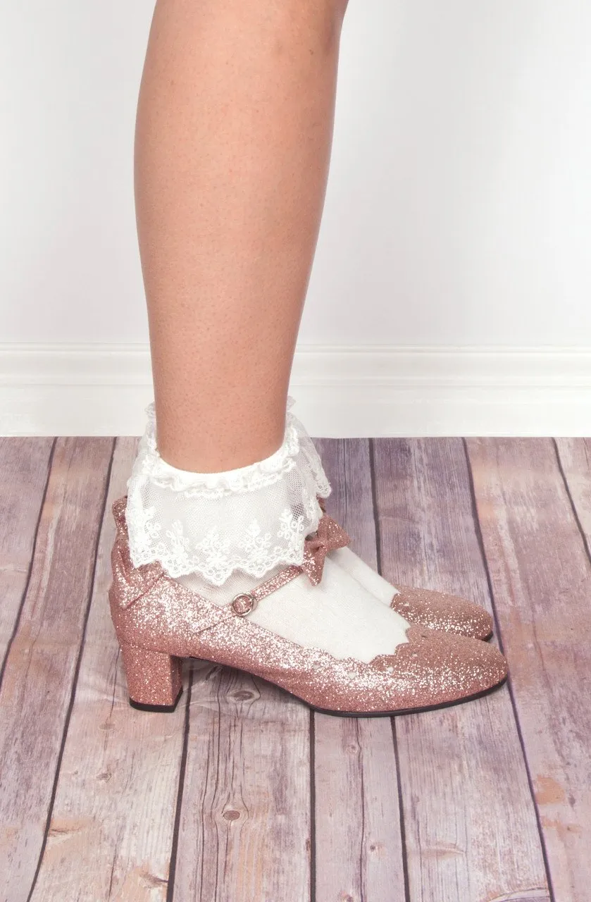 Instant Shipping! Ankle Socks with Lace in White