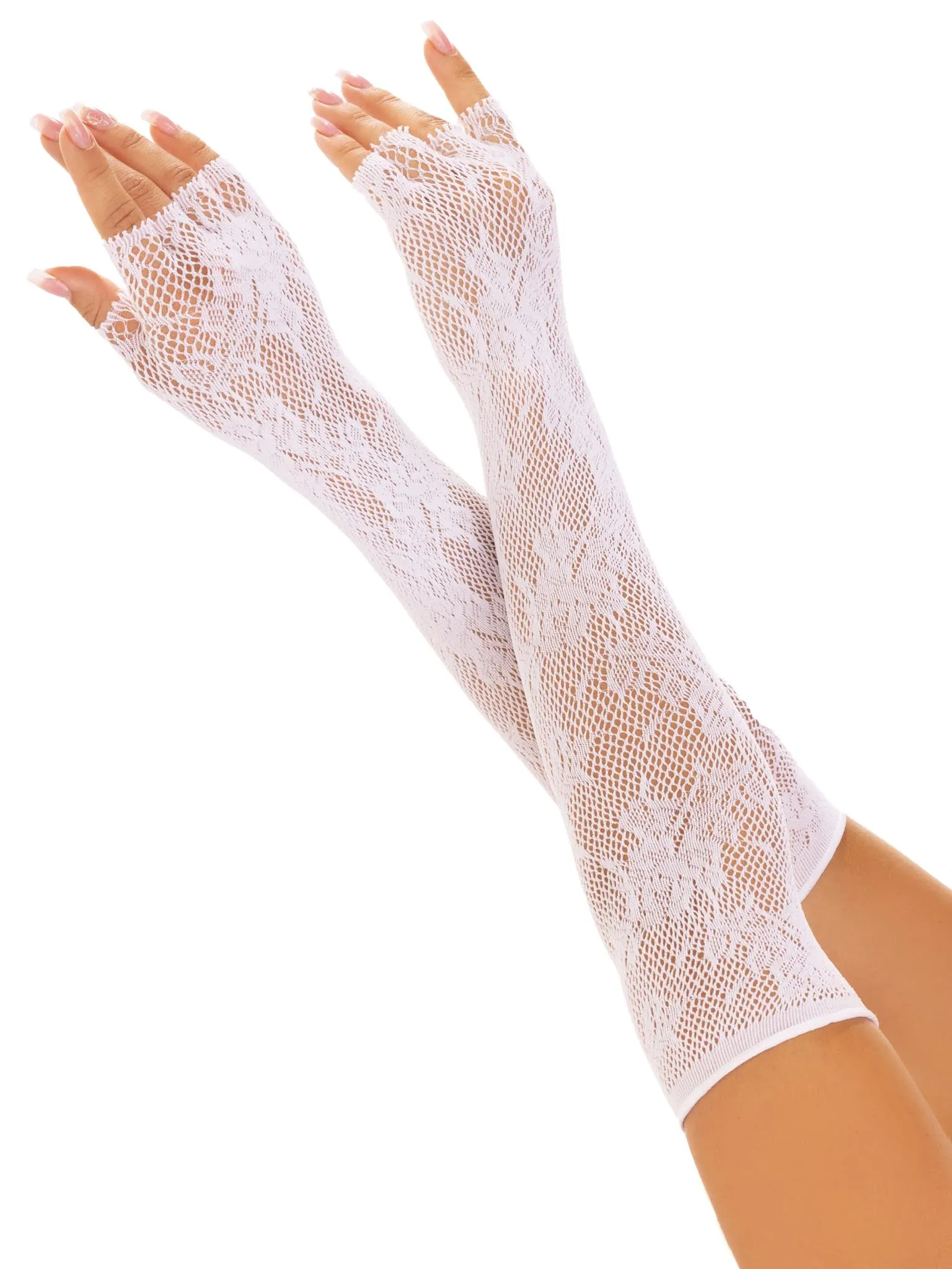 Lace Opera Length Fingerless Gloves