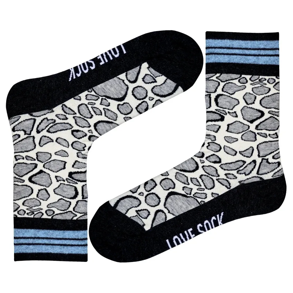 Leopard animal print fun patterned organic novelty crew socks for women