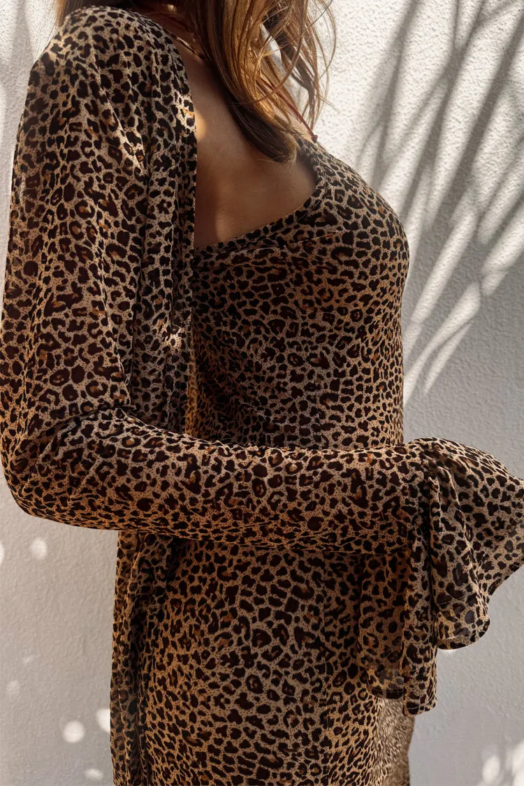 Leopard Mesh Slip Dress