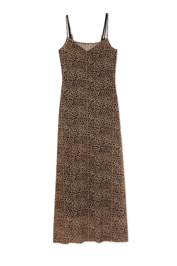 Leopard Mesh Slip Dress