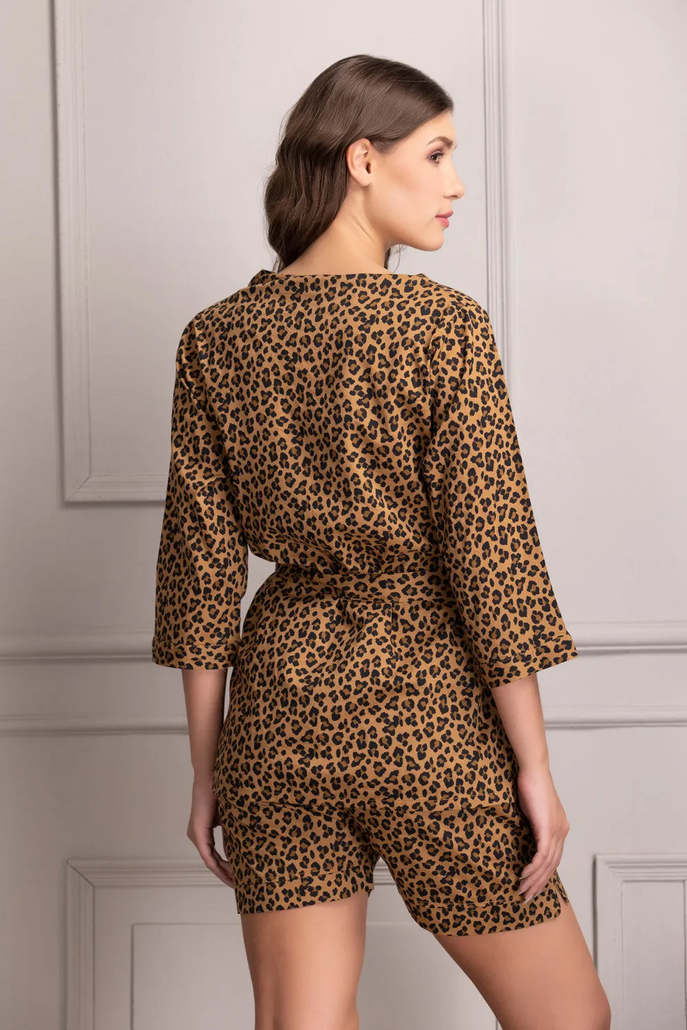 Leopard Print Rayon Night suit with Robe