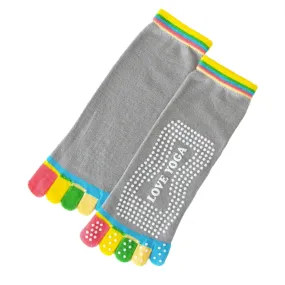 Love Yoga Rainbow Gray Toe Socks (Adult Medium - Women's Shoe Sizes 5-10)